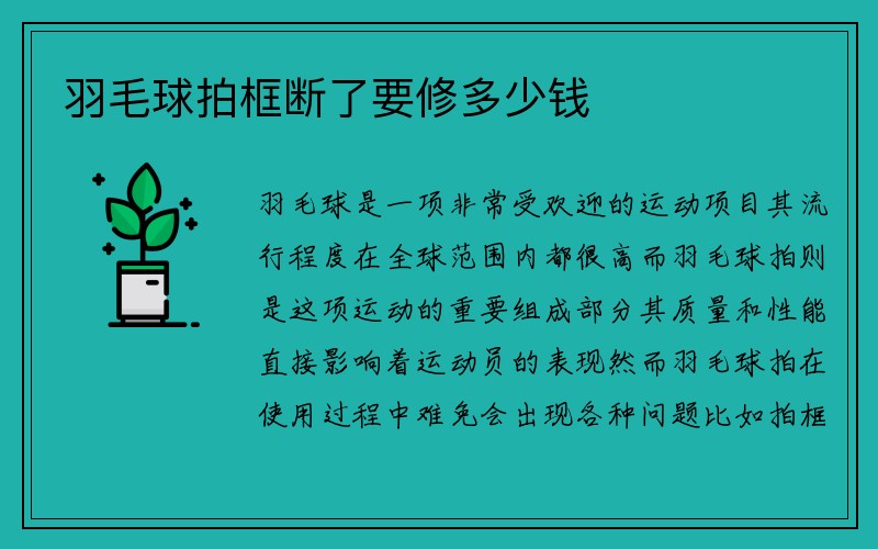 羽毛球拍框断了要修多少钱